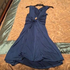 Venus Blue satiny Mini Dress - low cut/back - M
